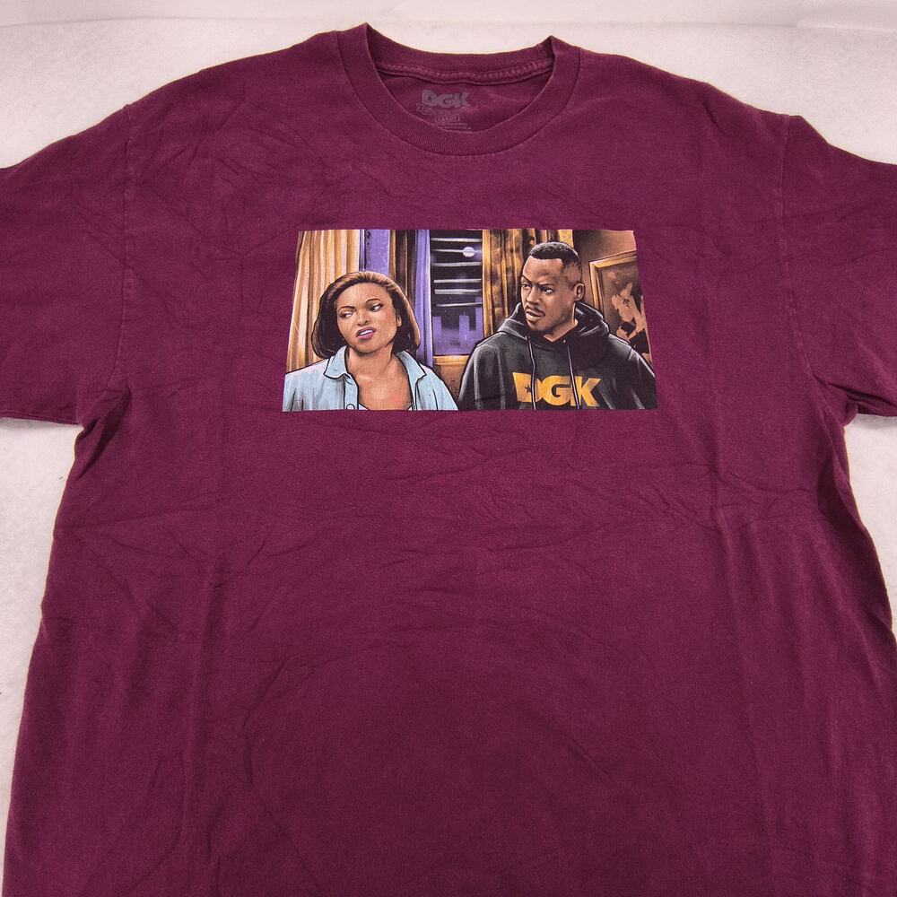 DGK Martin Casual Short Sleeve Graphic Crew Neck Shirt Mens Size Large L Maroon